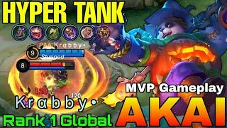 Hyper Tank Akai MVP Gameplay - Top 1 Global Akai by Ｋr α b b у • - Mobile Legends