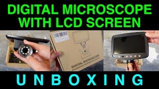 Unboxing 1200X Digital Microscope 7in LCD Screen LED Lights HDMI Out by Anykit