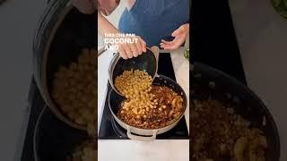 A super easy, one pan chickpea curry with garlic, cumin and mustard seeds, all ready in 30 minutes