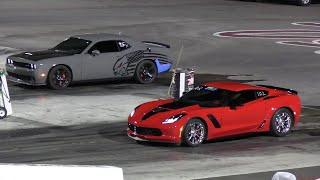 Hellcat vs Z06 Corvette - drag racing