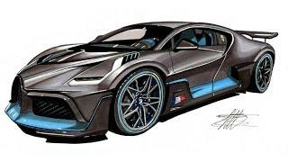 Realistic Car Drawing - Bugatti Divo - Time Lapse