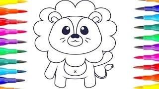 Cute lion  drawing | new drawing easy and beautiful |drawing for kids with colour