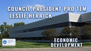 Council President Pro Tem Leslie Herrick looks at the Economic Development Department.