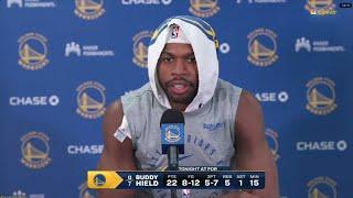 PostGame | Buddy Hield speaks after his debut in Warriors' win over Trail Blazers in season opener