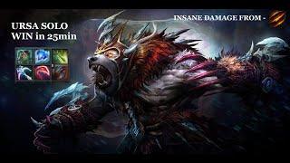 Ursa SOLO WIN.Million damage from Fury Swipes. [Dota 2 - Mountain Defense Impossible]