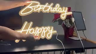 Large Happy Birthday Neon Sign Reusable LED Neon Light Review, It is white and it is Bright