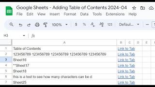 Auto Add "Table of Contents" tab to a Google Spreadsheet