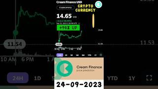 CREAM FINANCE USDT COIN +94% UP IN CRYPTO CURRENCY 24-09-2023 #shorts #bitcoin #coin #cream #finance