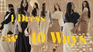 10 Light and Dark Academia Aesthetic Outfits | Styling 1 Dress 10 ways for Fall