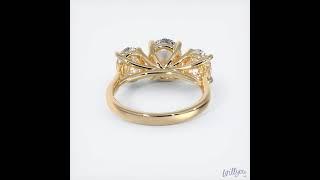 Three Stone Oval Engagement Ring in Yellow Gold