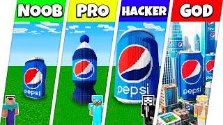 Minecraft Battle: NOOB vs PRO vs HACKER vs GOD: PEPSI SODA HOUSE BASE BUILD CHALLENGE / Animation