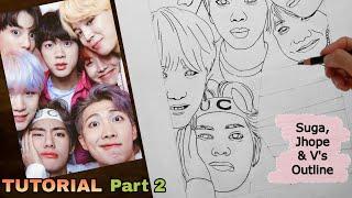 BTS Group Drawing Tutorial - Part 2 | How to draw BTS members | YouCanDraw