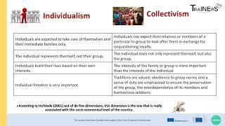 TraINErS Value orientations: individualism vs collectivism