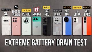 Moto Edge 60 Fusion, Nothing 3A, Realme P3 Pro, iQOO Neo 10R, P3 Ultra, X7 Pro - Battery Drain Test