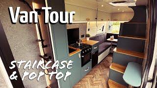 VAN TOUR | STAIRCASE & POP TOP inside Mercedes Sprinter