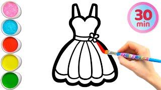 9 Beautiful Dresses Drawing, Painting, Coloring for Kids & Toddlers | Easy Drawing #355