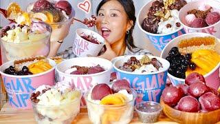 MUKBANG) 토핑 만수르 요거트 아이스크림 요거트립 먹방 +댓글 이벤트⭕ Frozen Yogurt Ice cream asmr real sound eating