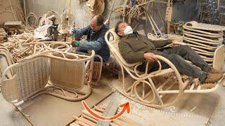 Swing Rattan weaving chair production process ! Chinese traditional skills factory!