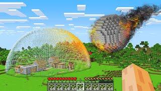 This is GLASS DOME Defense My Village from BEDROCK METEOR in Minecraft !!! Apocalypse Challenge !!!