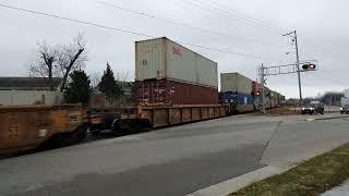 CN 3153 Intermodal Train North - White Rock Ave Railroad Crossing Waukesha WI