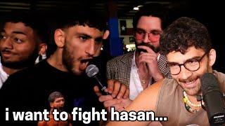 HasanAbi Gets CHALLENGED By MMA Fighter In Texas | Hasanabi Reacts