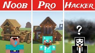 Minecraft Build Challenge: Noob vs Pro vs HACKER