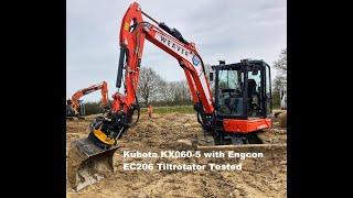 Kubota KX60-5 with Engcon EC206 Tiltrotator Tested