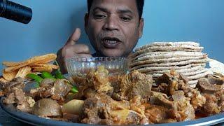 ASMR EATING SPICY MUTTON MIX CURY & MUTTON ROTI EATING/ MUTTON GURDA/ CHILLI , CHIPS REAL MUKBANG#