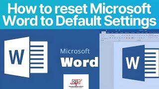 How to reset Microsoft Word to Default Settings | MS Office