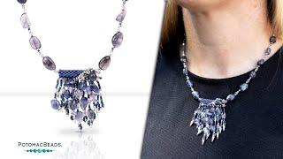 Iolite Fringe Peyote Beaded Necklace - DIY Jewelry Making Tutorial by PotomacBeads