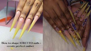 HOW TO SHAPE STILETTO + HOW TO DO OMBRÉ NAILS 