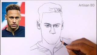 How To Draw Realistic Face Neymar Jr | Easy Portrait Drawing | Drawing Tutorial