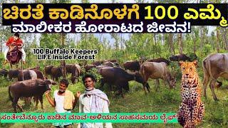 "ಕಾಡಲ್ಲಿ 100 ಎಮ್ಮೆ ಮೇಯಿಸುವ ಮಾವ-ಅಳಿಯನ ಸಾಹಸಮಯ ಲೈಫ್!-Buffalo Farmers life in Forest- Kalamadhyama