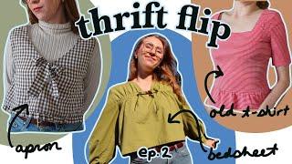 Transforming 3 Thrifted Pieces into New Shirts for Fall  |Thrift flip | episode 2