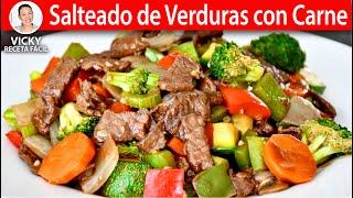 SALTEADO DE VERDURAS CON CARNE | Vicky Receta Facil