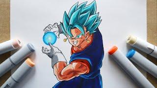 How to Draw Vegito Super Saiyan Blue - Step By Step Tutorial | Dragon Ball Super