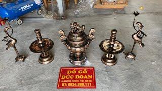 Đỉnh ngũ sự đồng đỏ cao 60 - đồ đồng đức đoan 0934888111