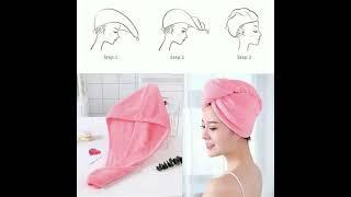 Hair Dryer Cap Towel - 100% Cotton Hair Cap Shower Cap Quick Dry Wrap Towel - Bath Cap Towel