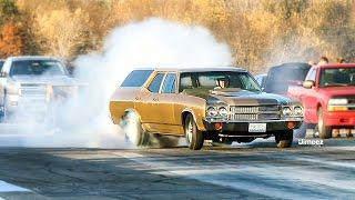 GROCERY GETTER EMBARRASSES GTR! 10SEC STREET SLEEPER! '70 CHEVELLE WAGON! BYRON DRAGWAY!