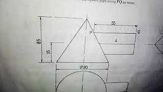 Solution to WAEC Question on Interpenetration and Surfaces Development of a Cone and a Square Pipe