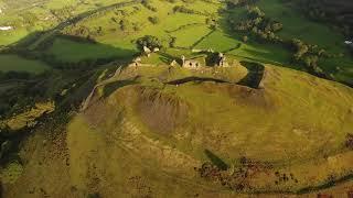 Drone Orbit and Bird's Eye View Castell Dinas Bran, Wales