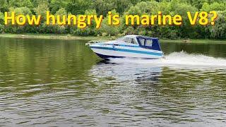 How hungry is V8 5.8 liter marine engine?