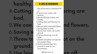 10 Lines on Environment in English/ Essay on Environment Day/Environment Day #environment