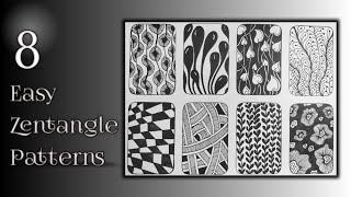 8 Easy Zentangle Patterns for Beginners | Zentangle Art Designs | Doodle Art Patterns