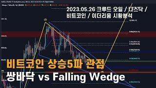[장전시황] 비트코인 상승5파관점, 쌍바닥 vs Falling Wedge / 나스닥 신고점 목표가