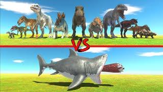 Mutant Megalodon Shark in Battle with All Dinosaurs - Animal Revolt Battle Simulator