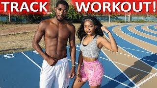 Rashaad v.s. ItsBabyJ Track and Field Sprint Workout!