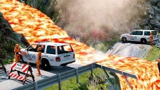 Cars & Lava Crosses Road | BeamNG.Drive