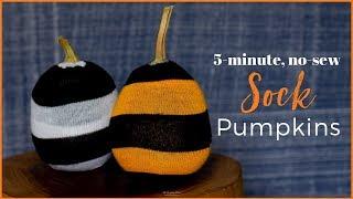 How to Make a No Sew 5-minute Pumpkin Craft from a Dollar Tree Sock!