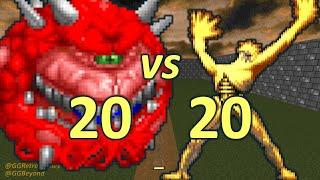 20 Cacodemons vs 20 Arch-viles - Monster Infighting - Doom II Retro Battles